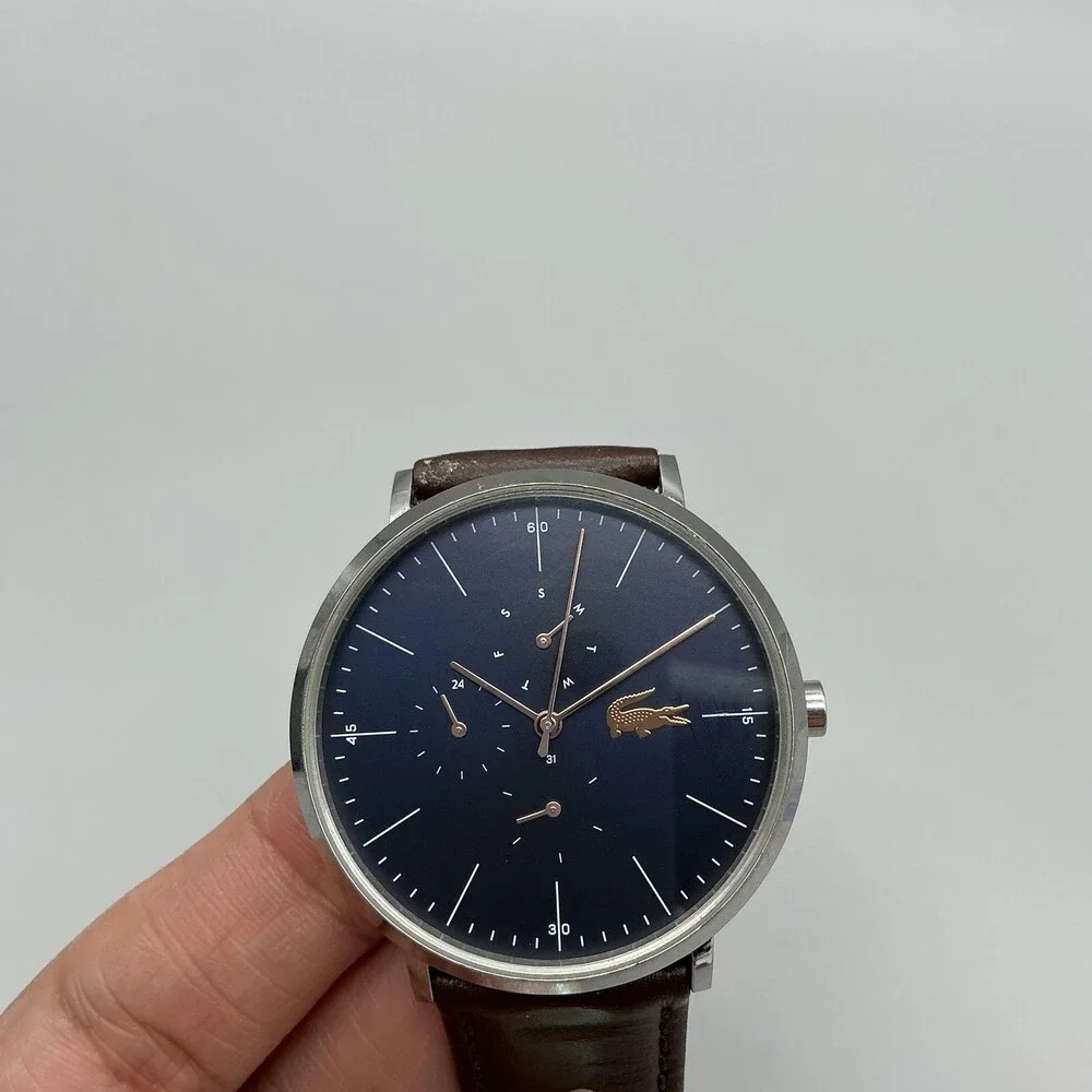 Lacoste LC.96.1.14.2884 Mens Watch 40mm Blue Dial Silver Tone Leather New Batt